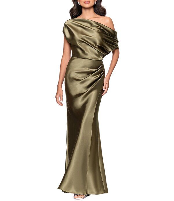 ベッツィアンドアダム レディース トップス ワンピース ギャザー Betsy Adam OffTheShoulder Charmeuse Drop Neck Ruched Long Dress Oli