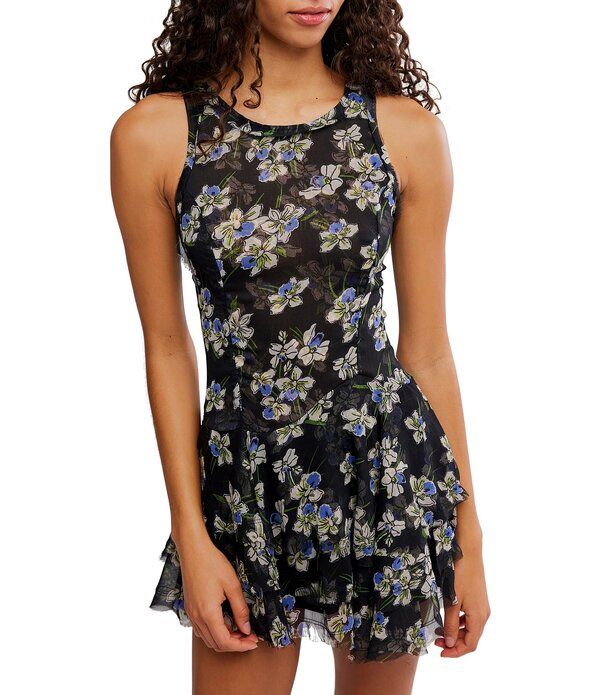 フリーピープル レディース トップス ワンピース フラワー柄 プリント ミニ ノースリーブ フラワー Free People Raven Floral Printed Scoop Neck Sleev