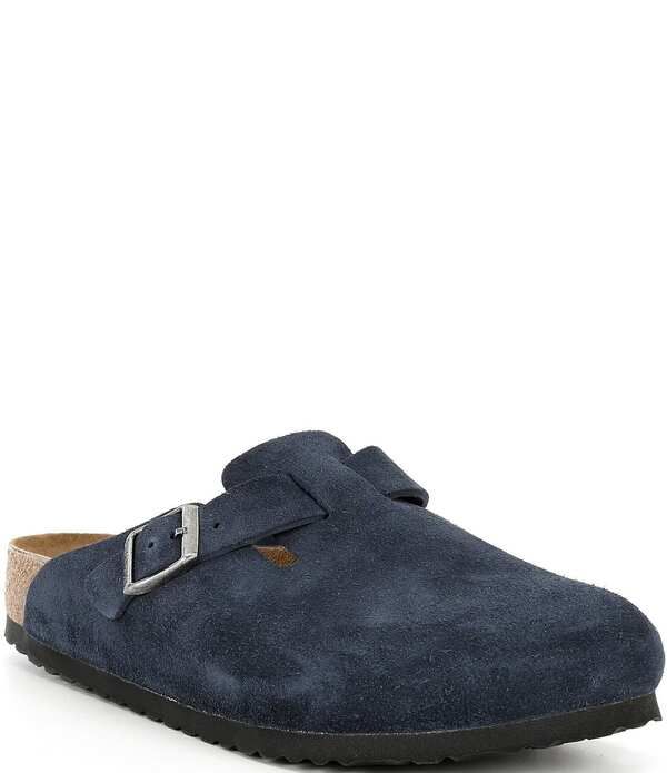 ビルケンシュトック メンズ シューズ スリッポン・ローファー スエード Birkenstock Mens Boston Suede Slip On Clogs New Navy ネイビー