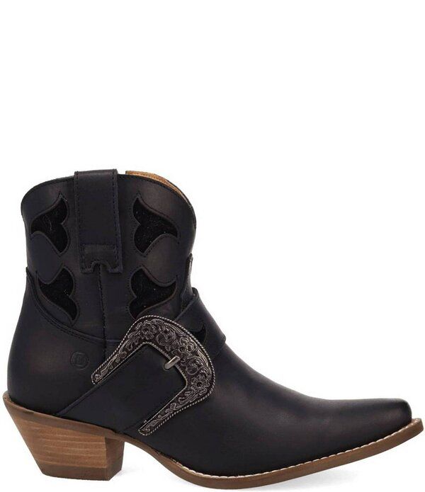 ディンゴ レディース シューズ ブーツ・レインブーツ レザー Dingo Saddle Up Leather Buckle Strap Western Booties Black ブラック