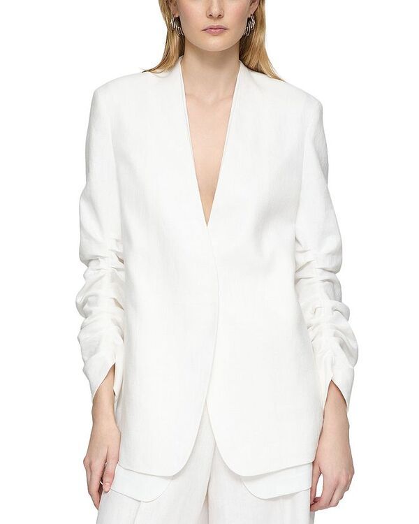 ラファイエットワンフォーエイト レディース アウター ジャケット・ブルゾン ギャザー ブレザー リネン Lafayette 148 New York Linen Ruched Sleeve Blaze