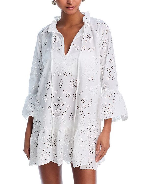 アクア レディース トップス ワンピース 刺繍 AQUA Embroidered CoverUp Dress Exclusive White ホワイト