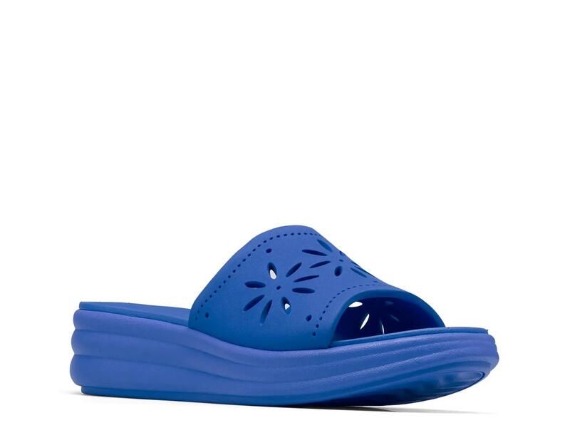 クラークス レディース シューズ サンダル フラワー柄 フラワー ClarksCloudsteppers Drift Floral Wedge Sandal Blue ブルー