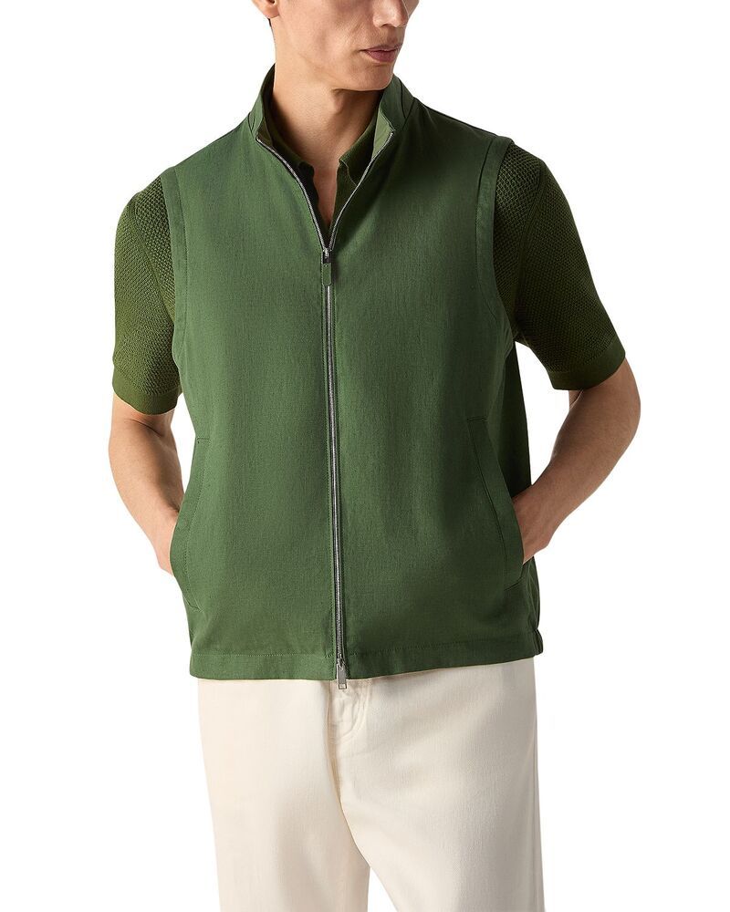ゼニア メンズ アウター ベスト ZEGNA Oasi Lino Vest Pine Green グリーン