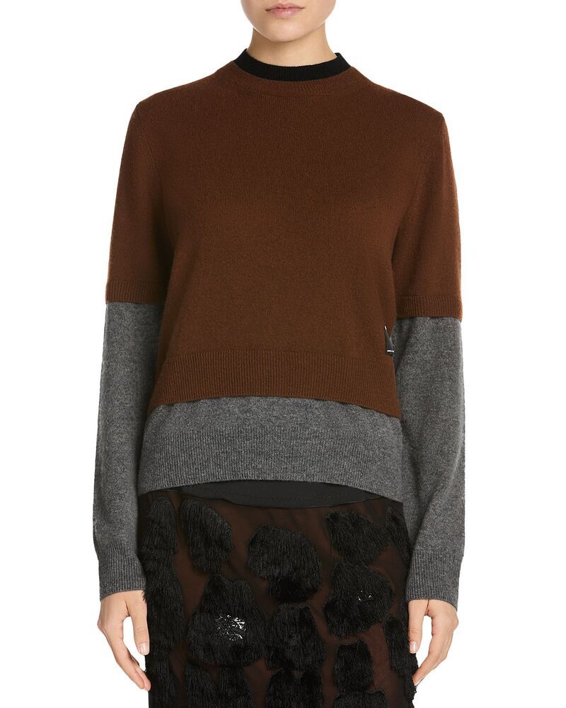 マルニ レディース アウター ニット・セーター Marni Cashmere Double Layered Sweater Sadelle Brown ブラウン