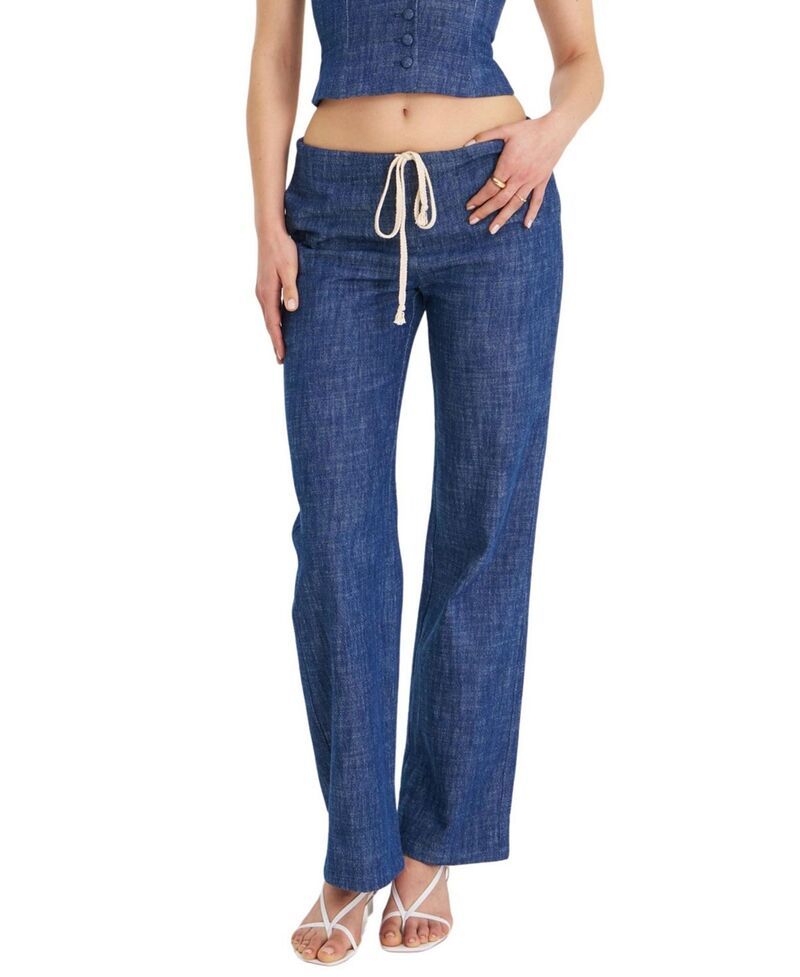 ミスサークル レディース ボトムス カジュアルパンツ ストレート コットン デニム Miss Circle Raffaella Cotton Denim Straight Leg Pants Blue