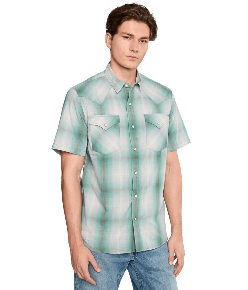 ペンドルトン メンズ トップス シャツ Pendleton Frontier Shirt Short SleevecruTurquoise Plaid エクリュ