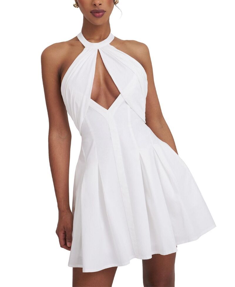 ミスサークル レディース トップス ワンピース ミニ コットン ホルター Miss Circle Jordyn Cotton Poplin Keyhole Halter Mini Dress Whit