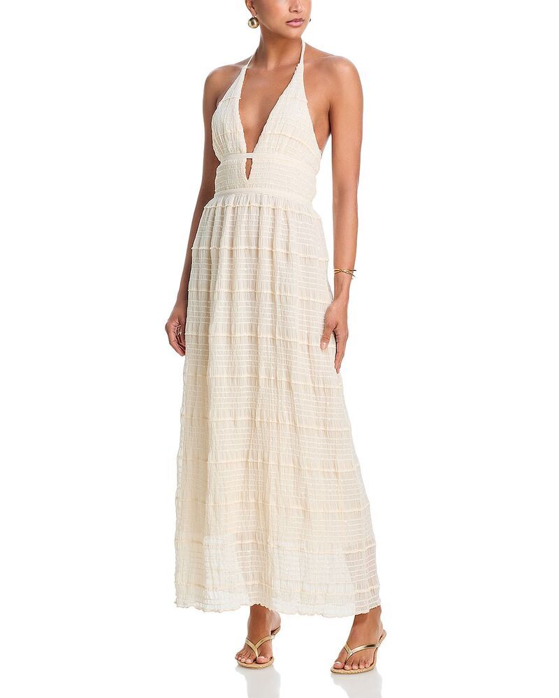 レイミー ブルック レディース トップス ワンピース Ramy Brook Hazel Plunging Neck Dress Bone Chiffon