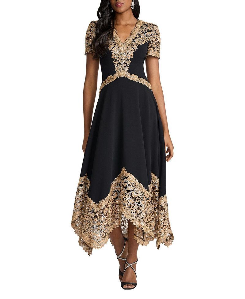 タダシショージ レディース トップス ワンピース ミディ 刺繍 Tadashi Shoji Neneh Embroidered Handkerchief Hemidi Dress Copper Sha