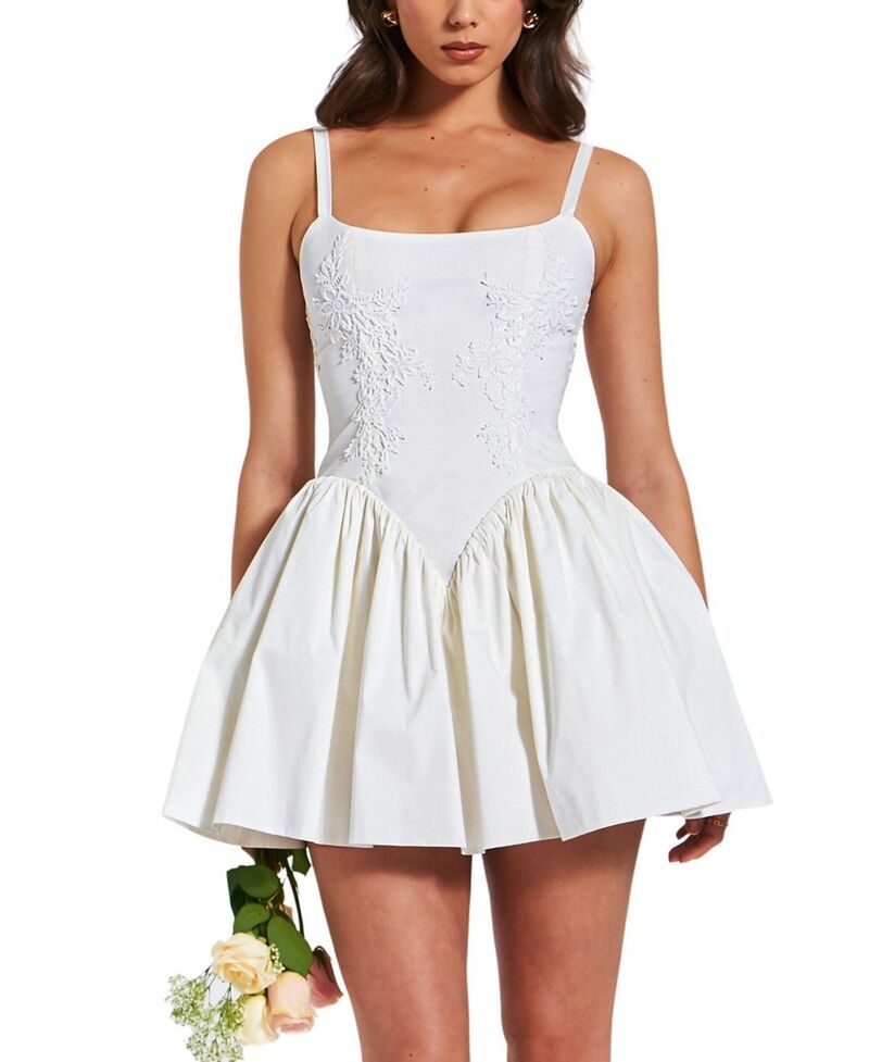 ミスサークル レディース トップス ワンピース ミニ コットン Miss Circle Kadi Cotton Drop Waist Corset Mini Dress White ホワイト