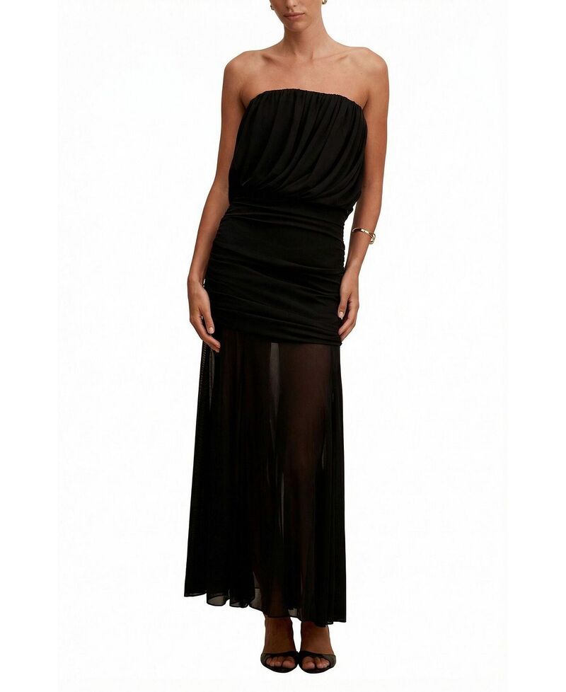 エバーニュー レディース トップス ワンピース ドレープ マキシ Ever Newomens Lyra Bandeau Draped Maxi Dress Black ブラック