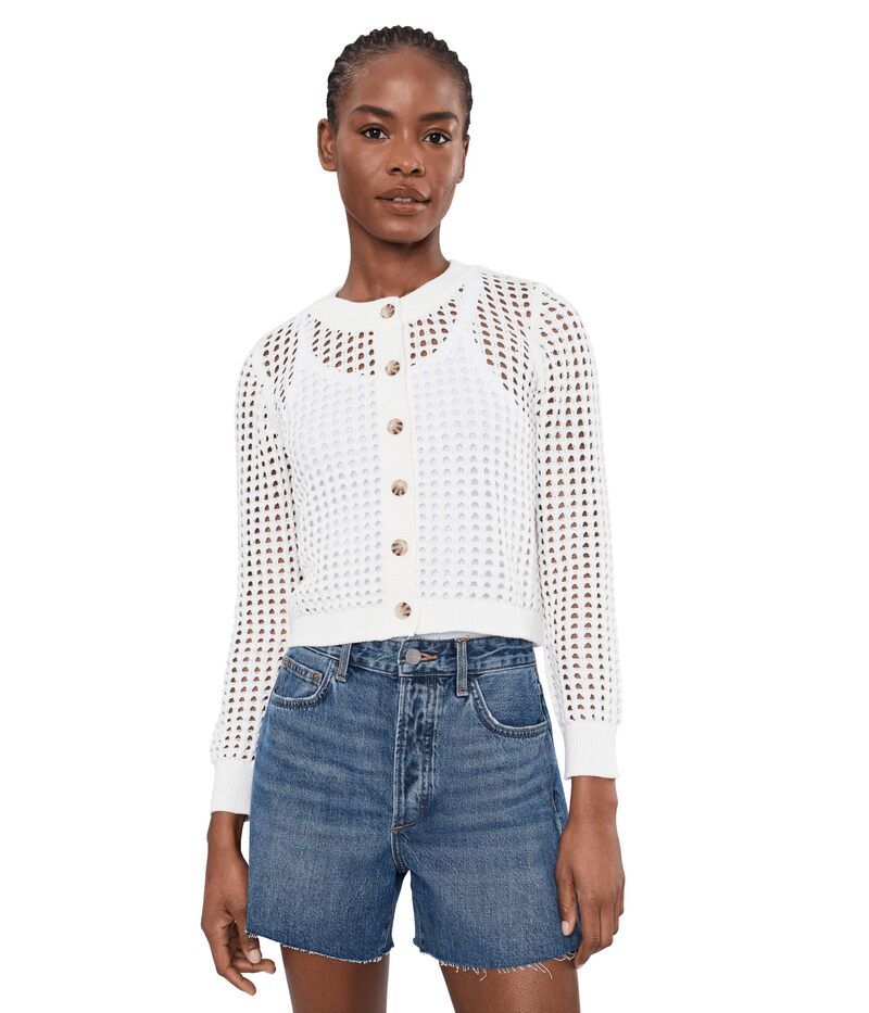 セセ レディース アウター ニット・セーター メッシュ カーディガン CeCe Textured Mesh Long Sleeve Cardigantique White ホワイト 19,485円