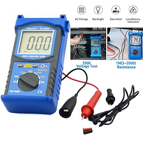 デジタル絶縁抵抗計 250/500/1000/2500V 自動レンジ メガオームテスター（1MΩ?20GΩ）1999 の計算 LCD 表示、データ把握、バックライト（RQ?6688F）★m eccbe2e0