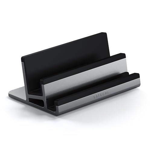 Satechi デュアル バーティカル アルミニウムスタンド、MacBook Air & Pro M5 M4 M3、iPad Air & Pro M5 M4、iPad Mini、iPhone 17などに対応するユニバーサル互換性Ju