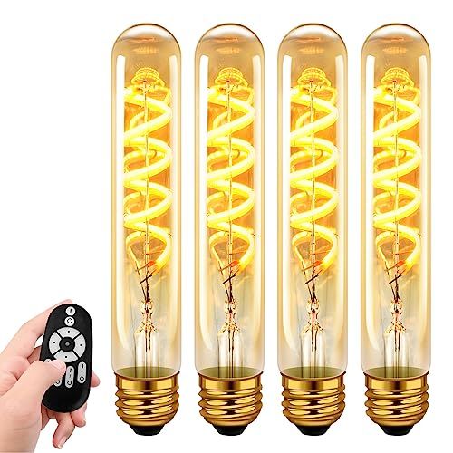 【新品】フィラメント電球 E26口金 LED エジソン電球 4.5W(30W形相当) 調光 調色 リモコン付き T32 LEDランプ 茶色 遠隔操作 昼光色 昼白色 常夜灯 レトロ 省エネ 4個セット（電池別売） b6749752