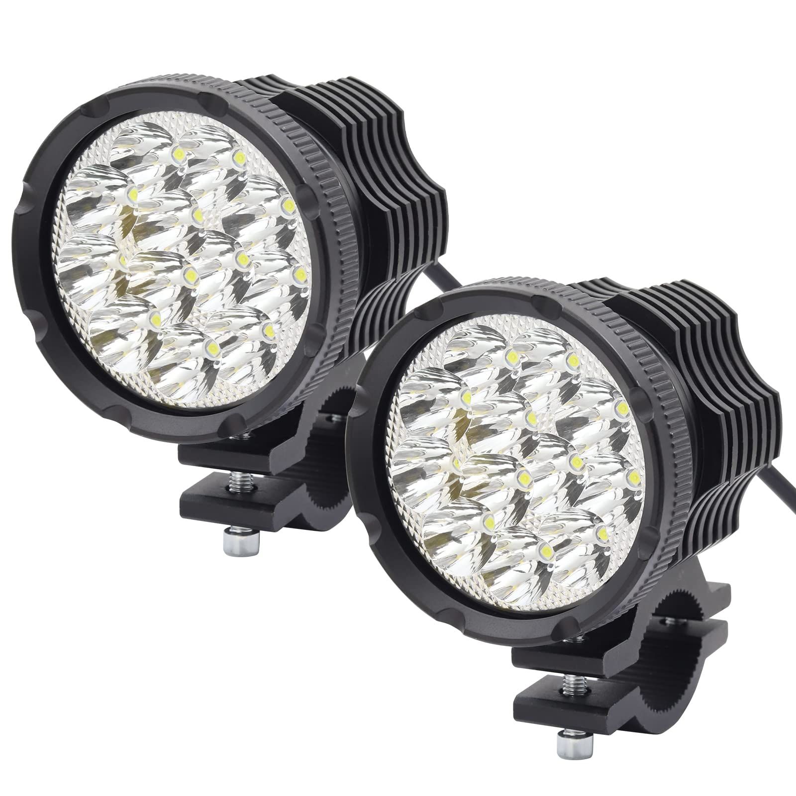 新着商品 Aoling Aoling バイク フォグランプ LED 常灯・点滅 2モード 12V 24V 爆光 バイク バイク用フォグランプ 6000K LED作業灯、ワークライト 12LEDヘッドライト 補助灯 補助ライト スポットライト 集光 オートバイ補