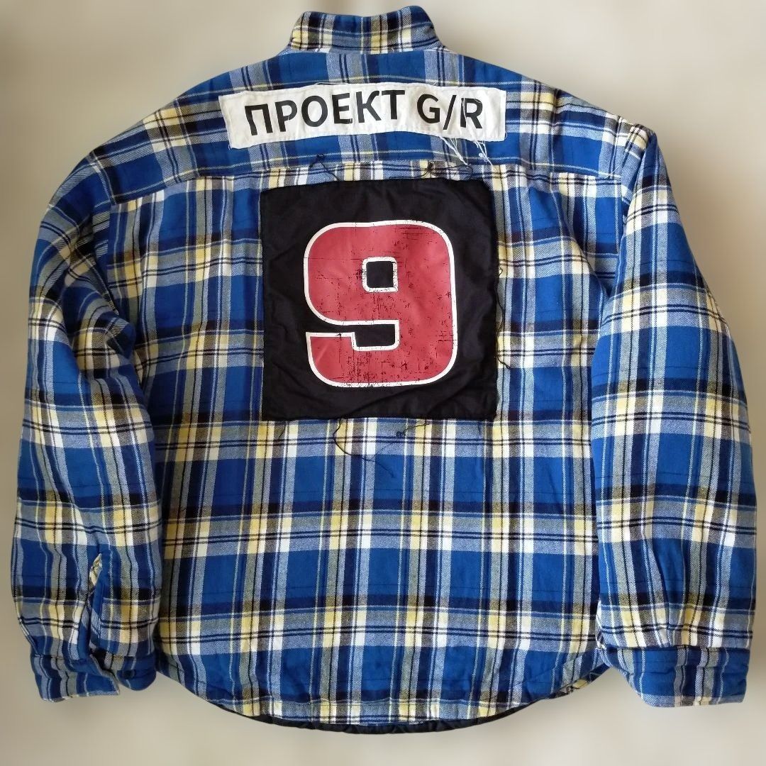 【BADHOP bark着用】project/gr PADDED CHECK SHIRTS JACKET ブルー