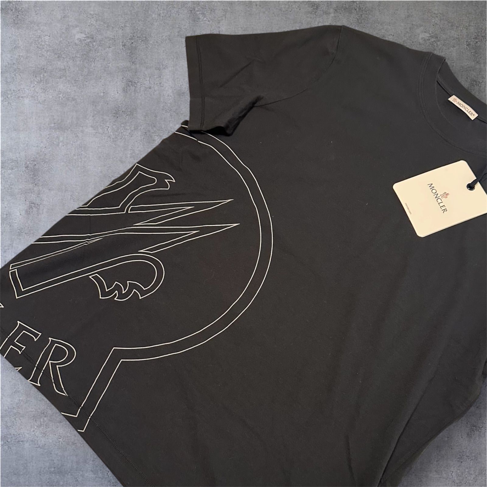 Moncler ビッグロゴ　ストレッチTシャツ　ネイビー