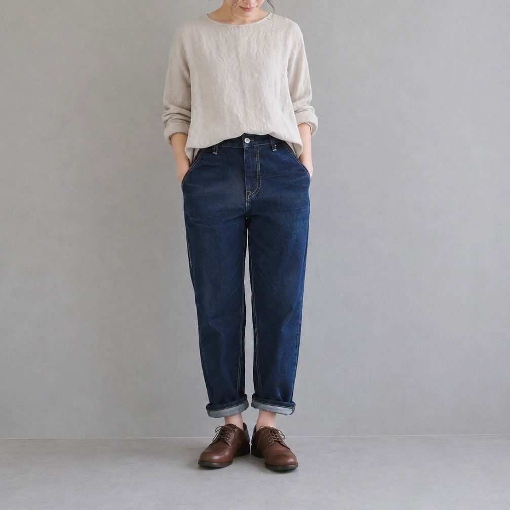 minä perhonen / tapered denim trousers - メルカリ