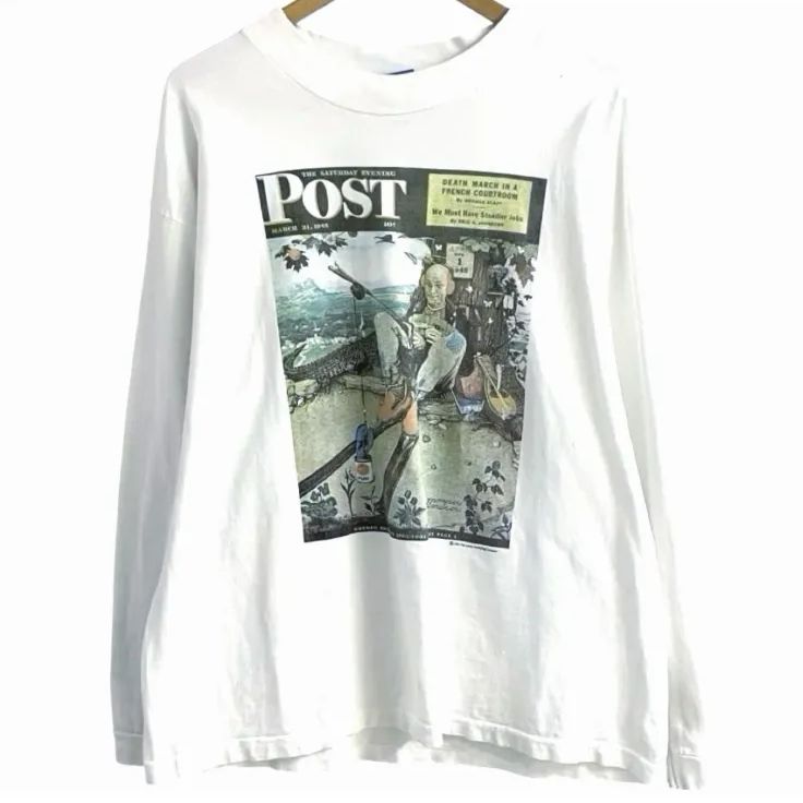 USA製 90s ヴィンテージ The Saturday Evening Post Norman Rockwell 長袖Tシャツ ロンT LARGE