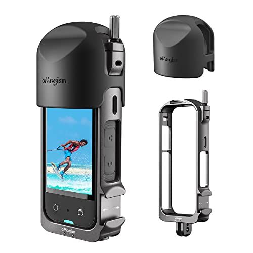 Insta360 X3対応 カメラケージ+レンズキャップ メタル フレーム アルミニウム合金保護ケージケース アクションカメラリグ、コールドシューマウント付き ユニバーサル1/4インチ スレッド磁気 アクションカメラマウント レンズケース カ e2e956d2