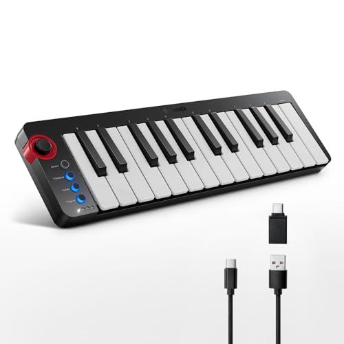 ☆新品☆Donner MIDIキーボード 25鍵 USBコントローラー ミニ鍵盤 コンパクト ベロシティ対応 音楽制作 日本語取扱説明書 ブラック N-25 41005ffc