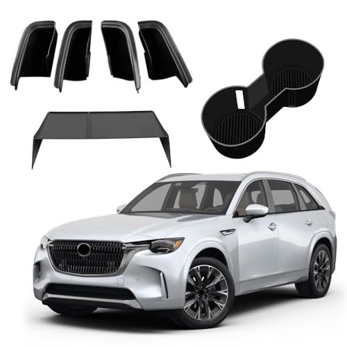 R◆車内装パーツセット マツダ CX-60 (2022-2025年) CX-70/CX-80/CX-90 (2024-2025年) に適合 車ドアアームレスト隙間収納ボックス 車センターコンソール 収納ラック 車カップホルダーコースター 内装カスタム パーツ
