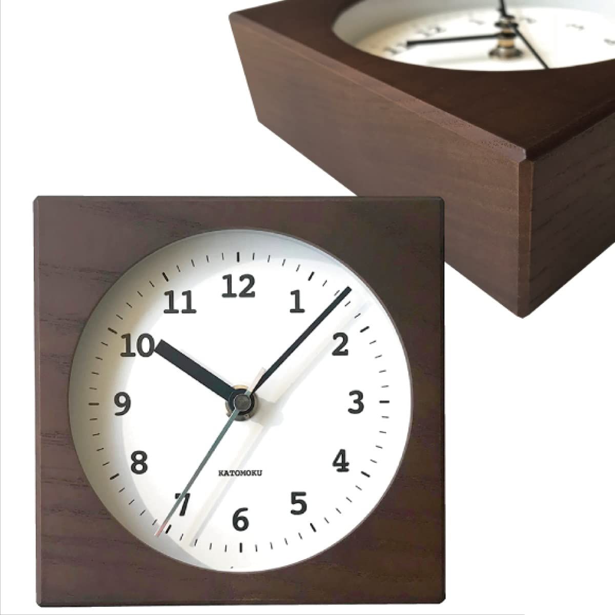 KATOMOKU Dual use clock 4 ブラウン km-95BRRC 電波時計 掛け置き兼用 連続秒針 14cm 国内発送