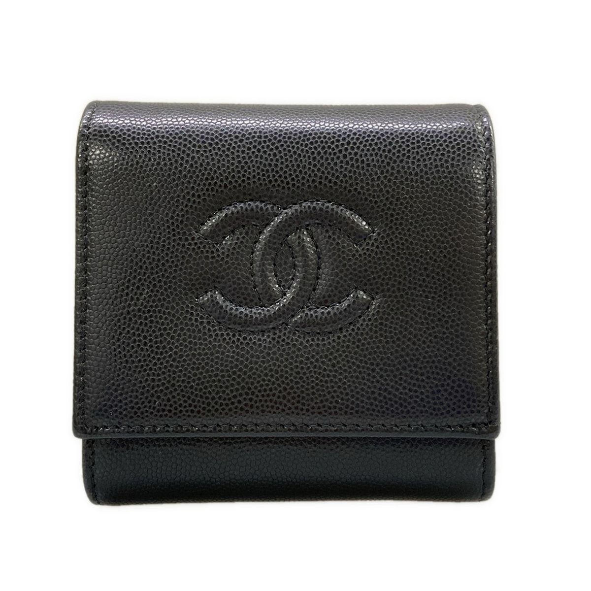 CHANEL(シャネル) 2つ折り財布美品 スモール フラップ ウォレット AP4709 黒 ココマーク