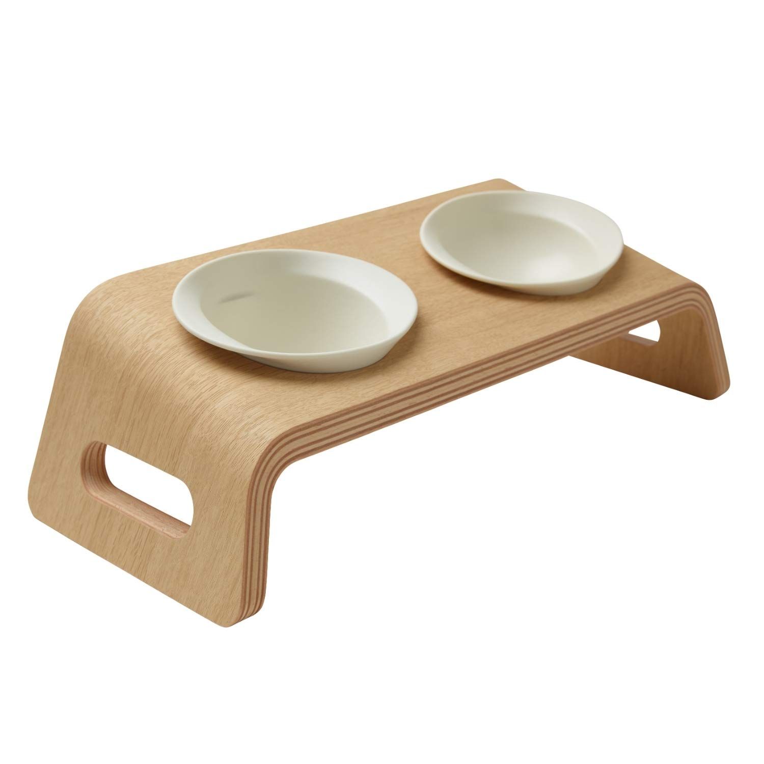 [カリモク家具] KARIMOKU CAT TABLE 猫 食器 家具 磁器 15度の傾斜 獣医師監修 首や腰の負担軽減 吐き戻し防止 防水 防汚 テーブル 食器台 フードボウル 皿 ごはん 水飲み 洗いやすい 電子レンジ対応 食洗浄機対応 インテリア (Ju