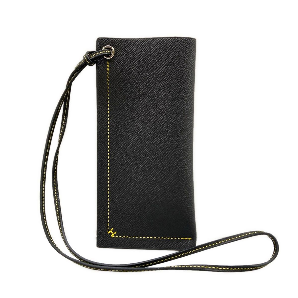 HERMES(エルメス) メガネケース美品 Hセリエ ヴェルソ 黒×イエロー シルバー金具