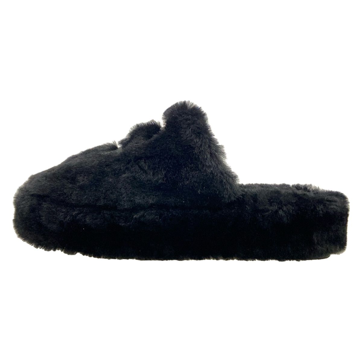 CHANEL(シャネル) 靴 38 C レディース美品 - G45984 黒 スリッパ／ルームシューズ ムートン