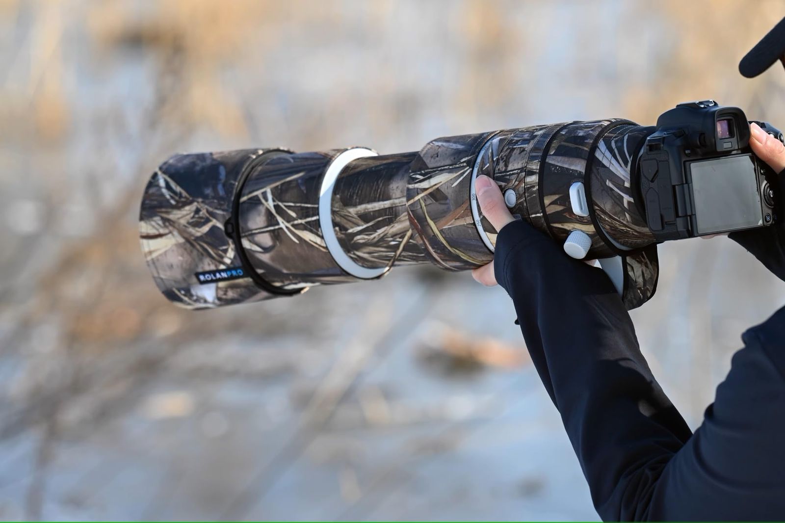 新品 ROLANPRO レンズコーティング 適用于Canon RF 200-800mm F6.3-9 is USM偽装レンズカバーレンズ保護カバー3層構造保護、防水-#39 枯れ草迷彩 12,816円