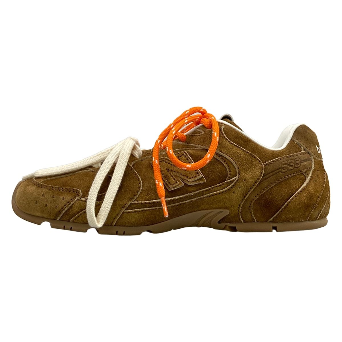 miumiu(ミュウミュウ) スニーカー 38 1/2 レディース - シナモン(ダークブラウン) インソール取外し可/New Balanceコラボ
