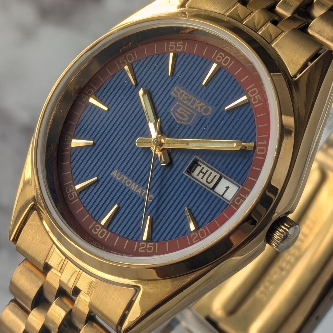 SEIKO5 自動巻き 腕時計 ブルーゴールド t*2様 SEIKO5 自動巻き 腕時計