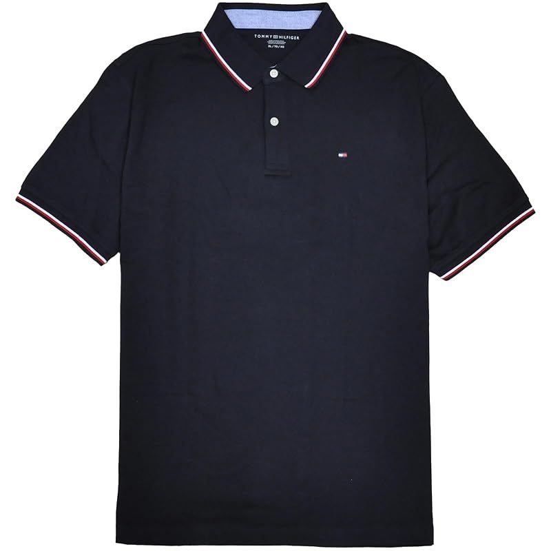 【新品】 [TOMMY HILFIGER(トミーヒルフィガー)] トミー ヒルフィガー メンズ コットン 半袖 ポロシャツ ポロ なめらか素材 LINE ネイビー XLサイズ [並行輸入品] 13,211円