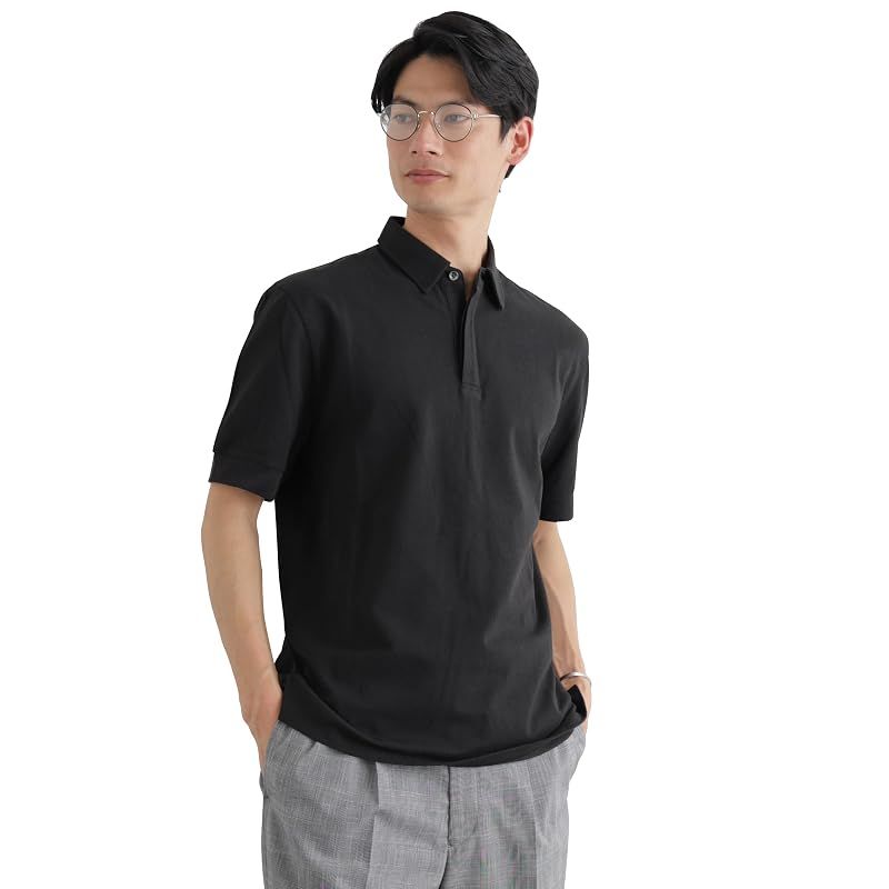 【新品】 [ナノ・ユニバース] Anti Soaked(R) 汗染み防止 比翼ポロシャツ メンズ XL ブラック 668-6124211