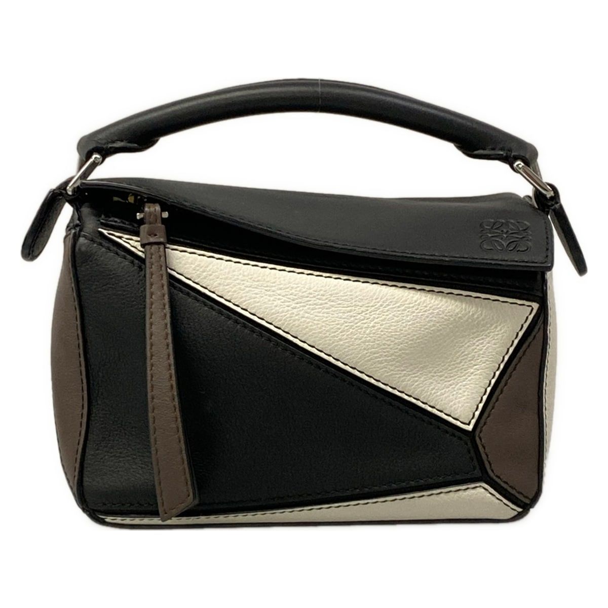 LOEWE(ロエベ) ハンドバッグ パズルバッグ ミニ 322.30OU95 黒×白×ダークブラウン ミニバッグ
