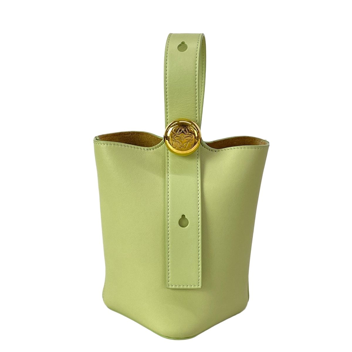 LOEWE(ロエベ) ハンドバッグ美品 ペブル バケットバッグ ミニ AANBBBMX01 ライトグリーン