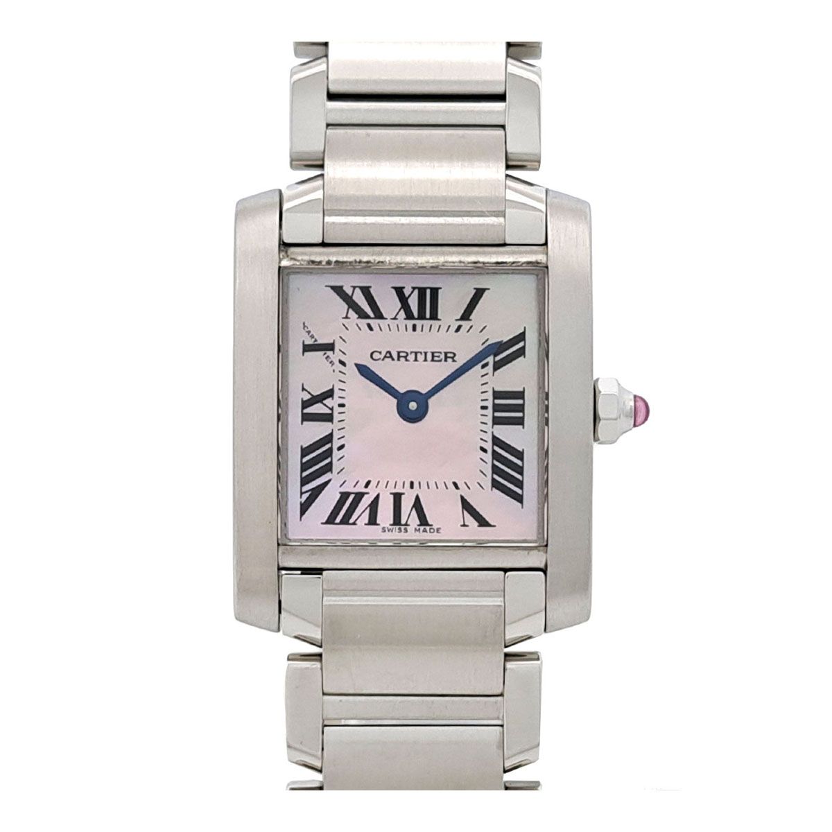 カルティエ タンクフランセーズ SM ピンクシェルダイヤル W51028Q3 クオーツ ステンレススティール レディース CARTIER【中古】 【時計】
