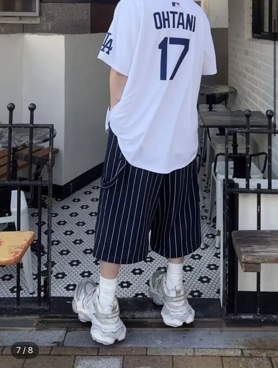 MJD X TRSC ストライプ バミューダ パンツ ネイビー