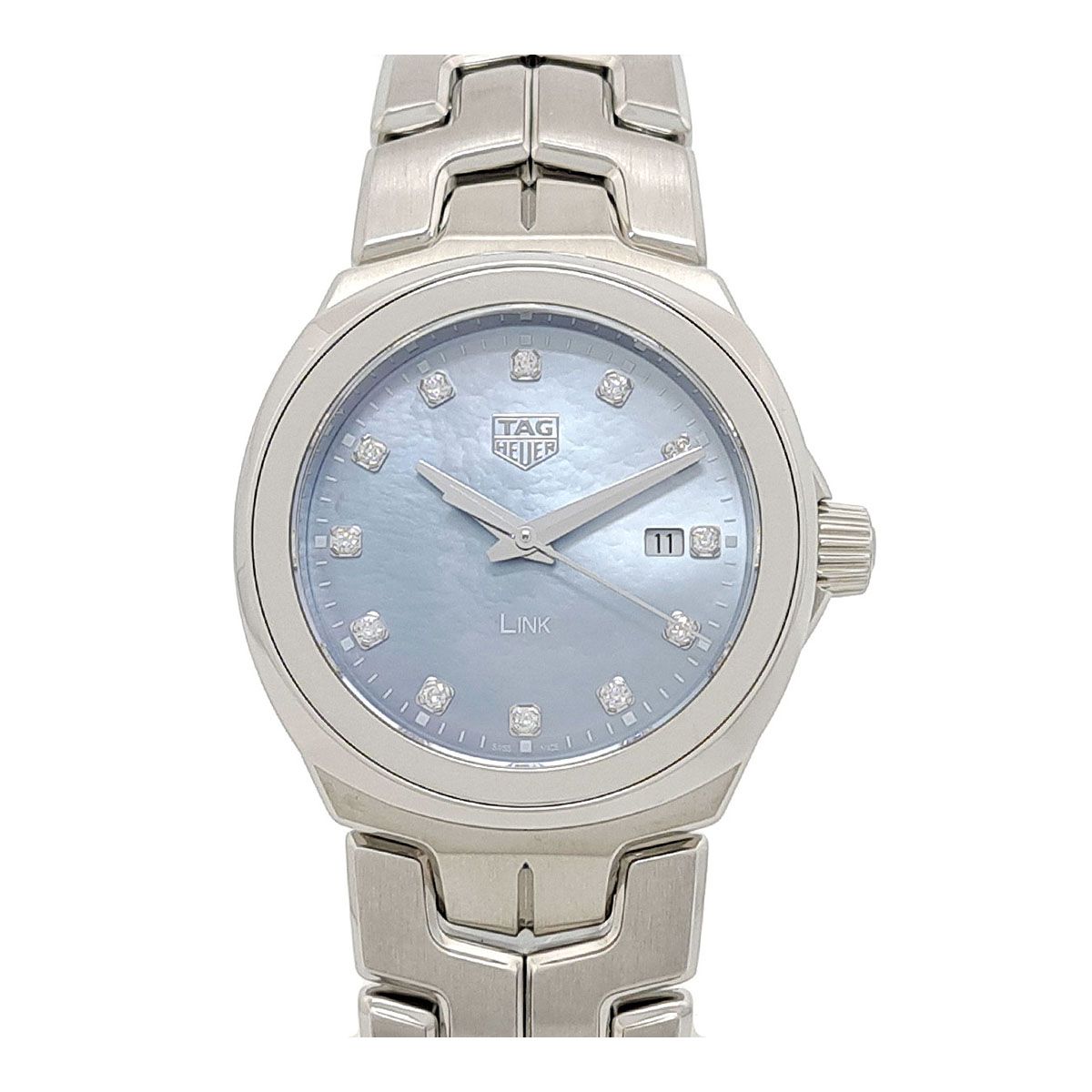 タグホイヤー リンク ブルーシェル 12Pダイヤダイヤル WBC1313 クオーツ ステンレススティール レディース ボーイズ TAG HEUER【中古】 【時計】
