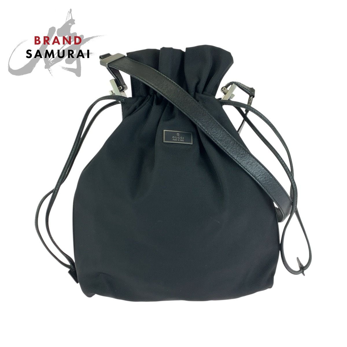 美品 GUCCI グッチ ブラック 黒 ガンメタ金具 ナイロン/レザー 001 3707 ショルダーバッグ ポシェット レディース 602521【中古】