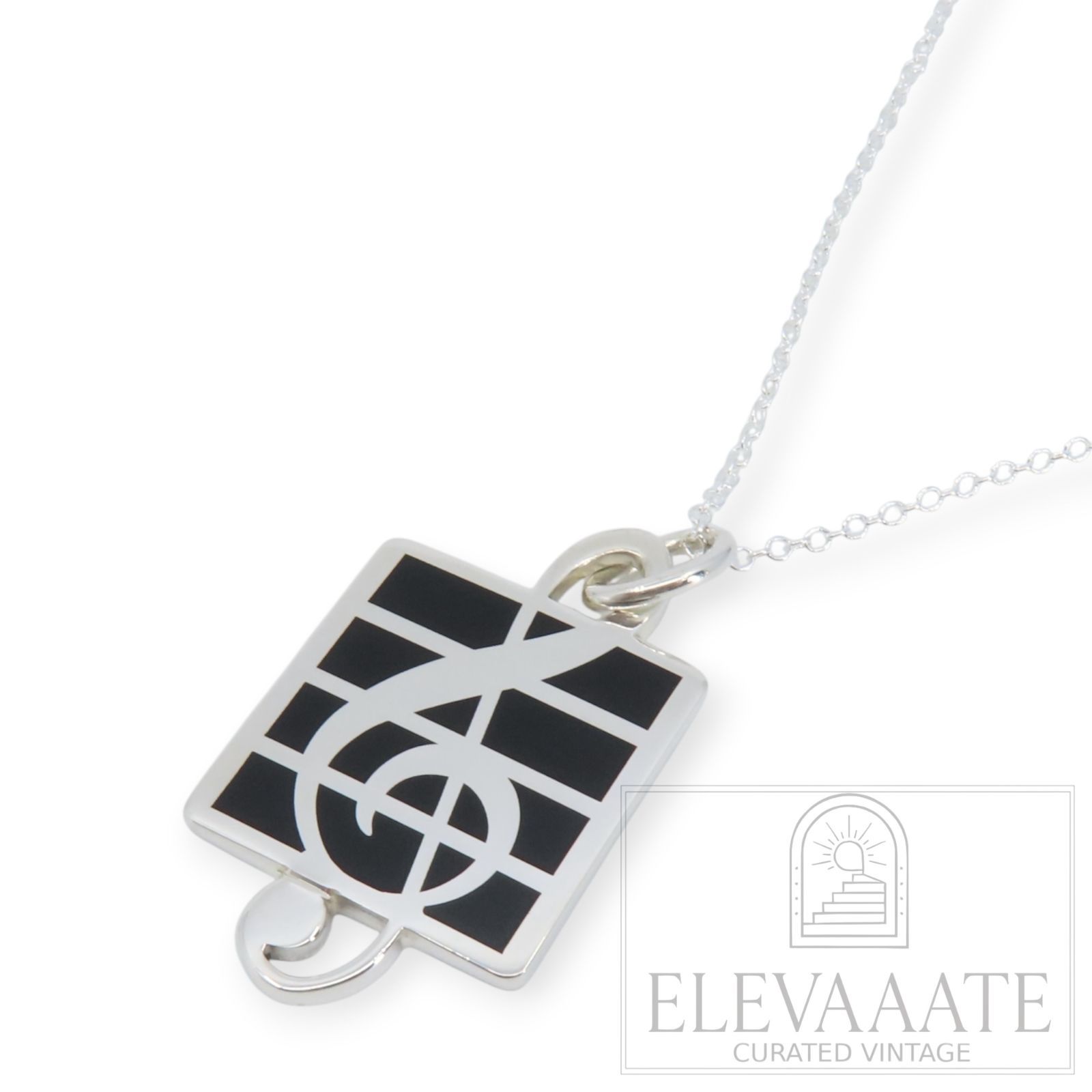 希少 美品 Tiffany&Co. ヴィンテージ ティファニー ジー クレフ シルバー ネックレス トップ SV925 ペンダント ト音記号 音符 TO928