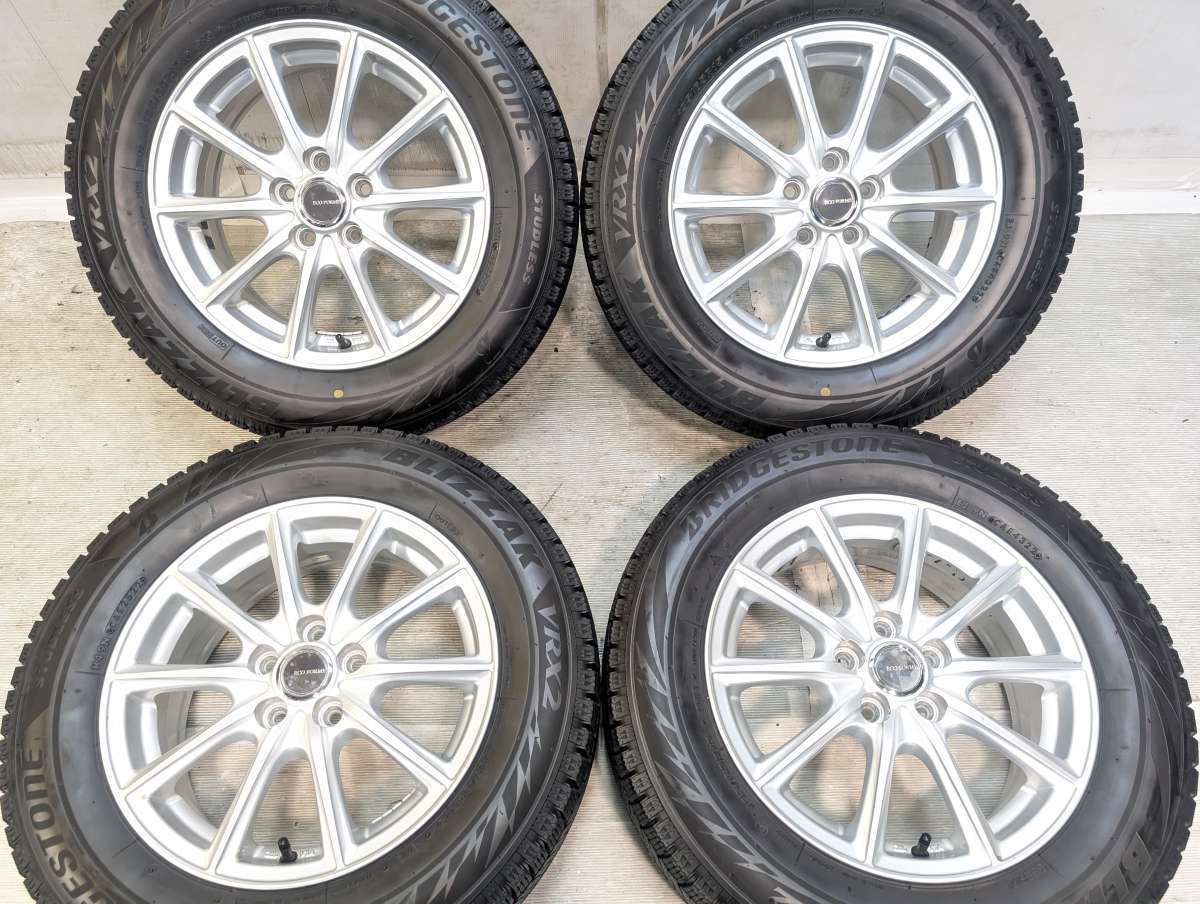 195/65R15 ブリヂストン ブリザック VRX2 　 ECOFORME 15x6.0 43 100-5穴 中古タイヤ スタッドレスタイヤ ホイールセット 4本セット w15260516913