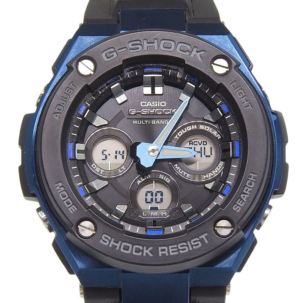 【CASIO】カシオ Gショック G-STEEL ミッドサイズシリーズ GST-W300G ステンレススチール×樹脂系 黒 ソーラー電波時計 アナデジ表示 メンズ 黒文字盤 腕時計