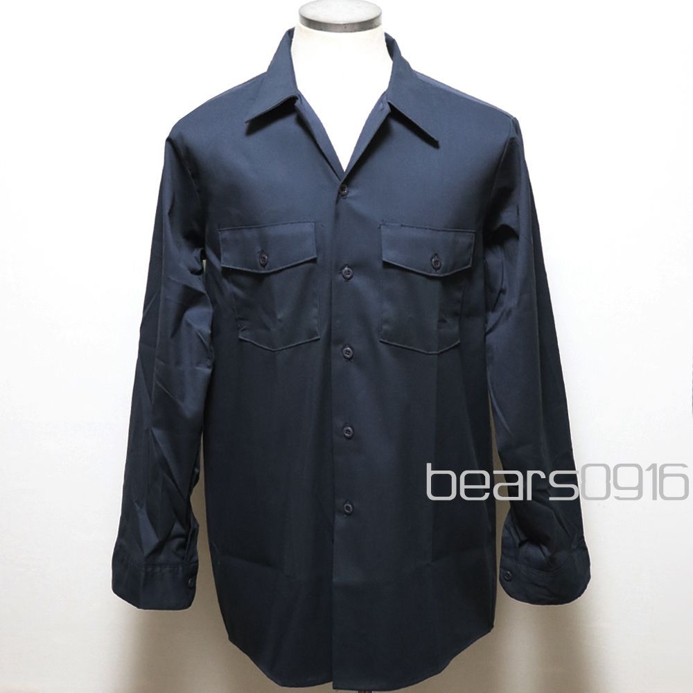 【90sデッドストック】ディッキーズ574 ワークシャツ メンズ 15.5 L 新品 紺 アメリカ製 90年代前半 デッドストック 皿ボタン T/Cツイル アメリカ購入