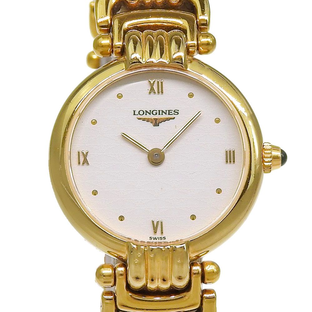 【LONGINES】ロンジン L6.200.2 金メッキ クオーツ アナログ表示 レディース 白文字盤 腕時計