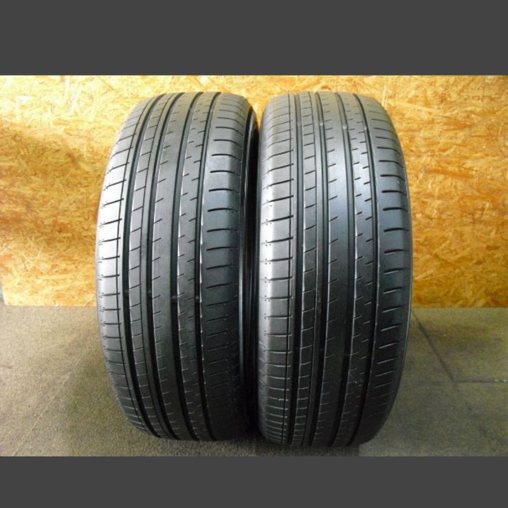 (A-2871)本州送料無料　超バリ山　 225/55R18 2本 ヨコハマ 中古タイヤホイール館